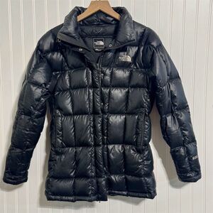 North Face 600 Down Puffer Jacket Women's Small Black Square Quilt Transit F10